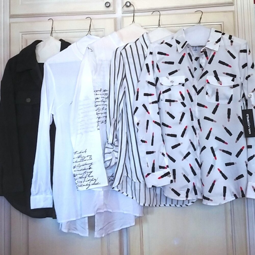 White & Black Long Sleeve Shirt Bundle of 5, Size Small, Retail $220 NWT/NWOT